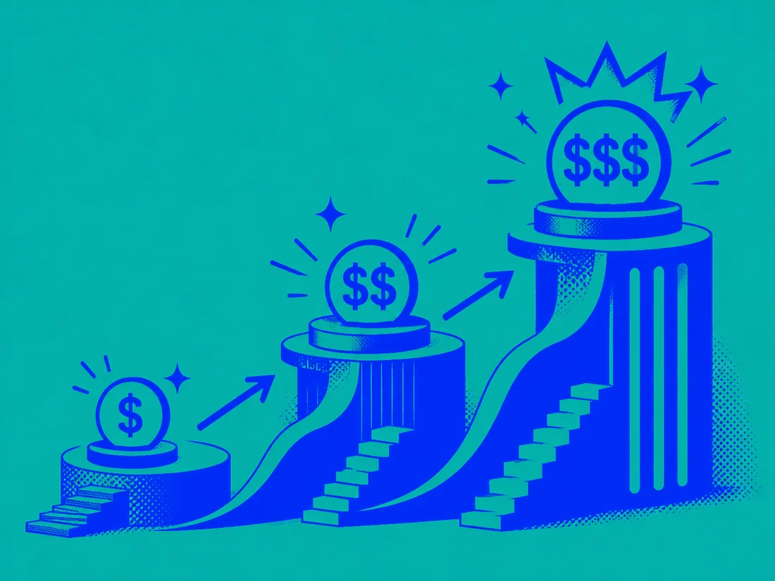 A ladder climbing upward — a clinic site rising in search rankings
